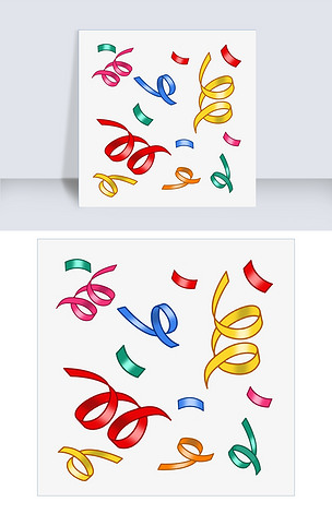 手绘丝带彩带节日插画