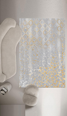 原创现代简约灰色抽象水墨艺术地毯地垫图