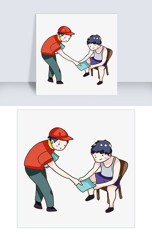 手绘卡通志愿者做公益