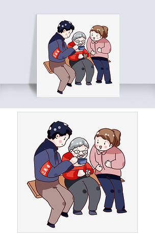 手绘卡通志愿者做公益