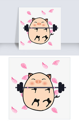 卡通猪运动可爱健身