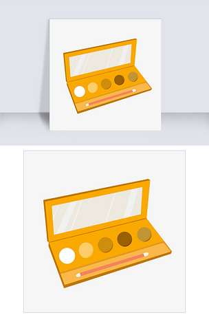 手绘女士美妆用品眼影盒插画