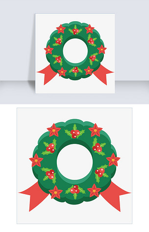 手绘清新风格圣诞圈