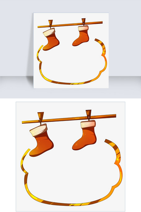 黄色的圣诞节袜子边框