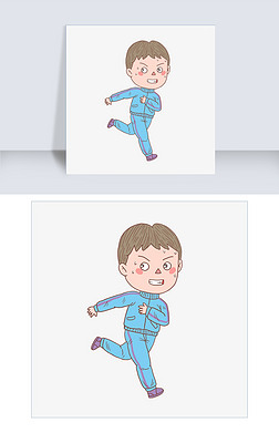 卡通手绘人物奔跑男孩