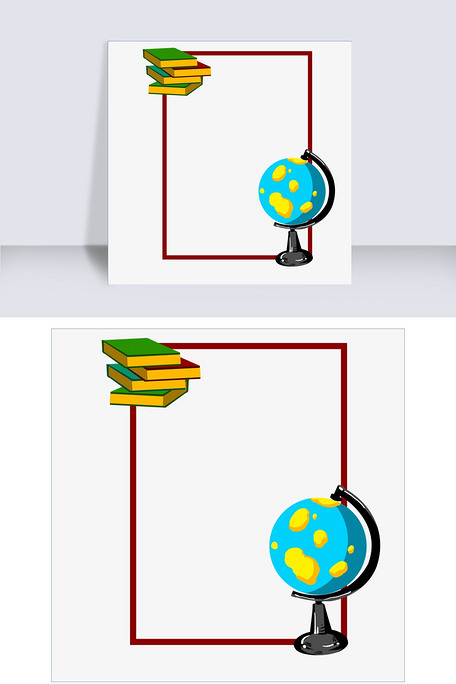 手绘教育文具地球仪边框