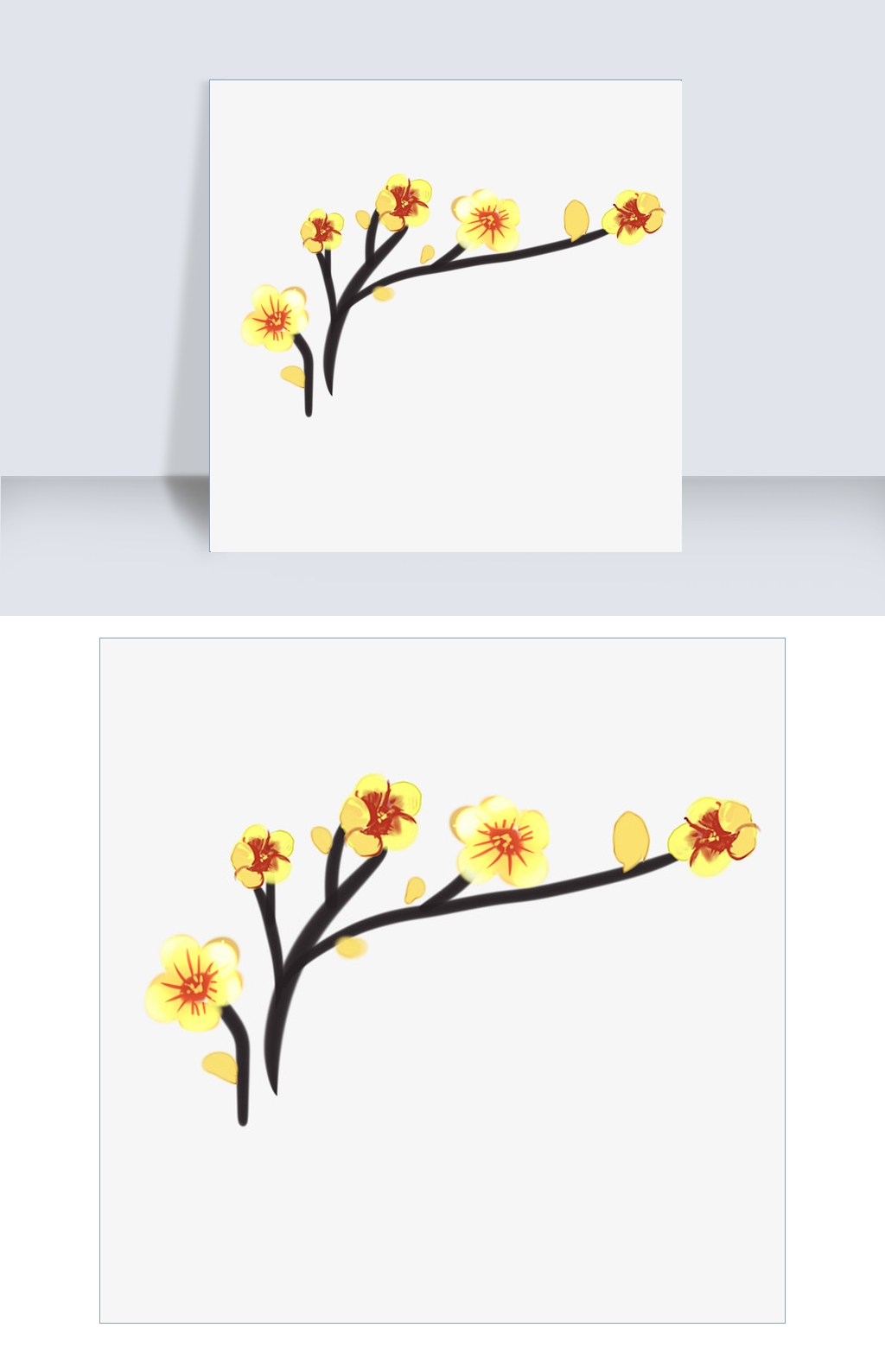 卡通手绘古风黄梅花