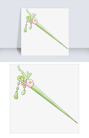 卡通手绘复古传统玉簪插画