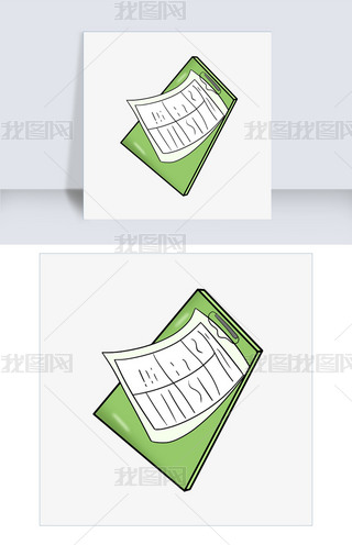 卡通手绘绿色病历夹