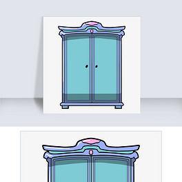 手绘衣柜家具插画