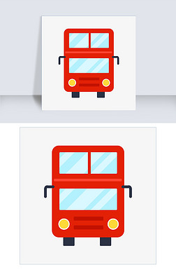 公交班车插画|红色巴士手绘插画