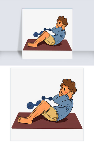 手绘健身仰卧起坐插画