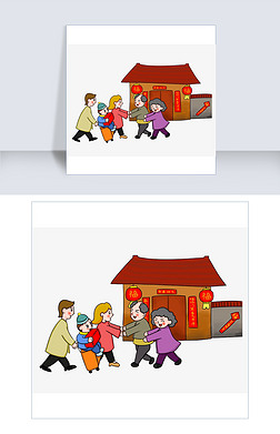 2019年春节过年回家全年团圆场景png免抠图