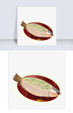 美味的清蒸鱼插画