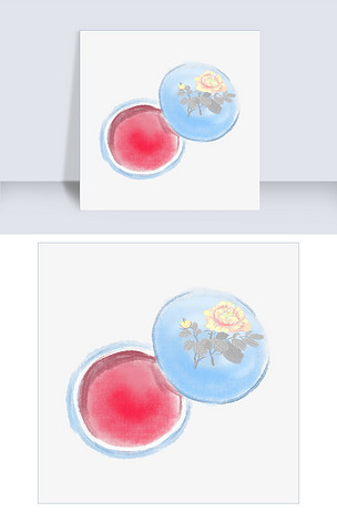 手绘复古胭脂盒插画