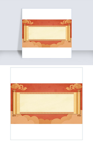 橙色手绘卷轴春节banner横图