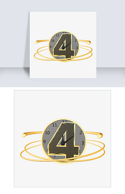 倒计时数字4立体数字4钟表c4d倒计时四