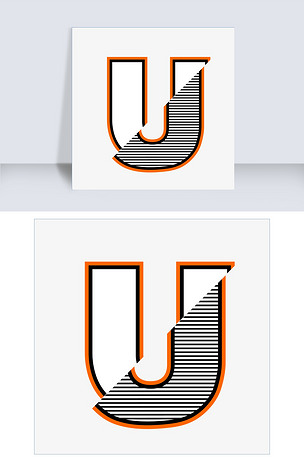 创意切割条纹字母u下载-编号26362263-其他外国艺术字设计-我图网