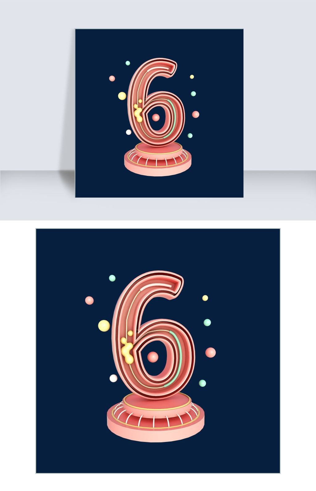 电商c4d倒计时数字6