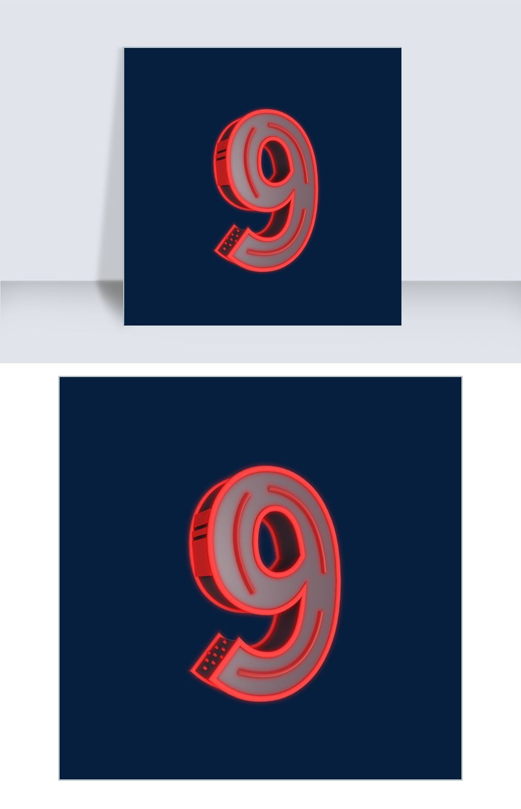 电商c4d立体灯管发光倒计时数字9下载-编号26304267-艺术字体-我图网