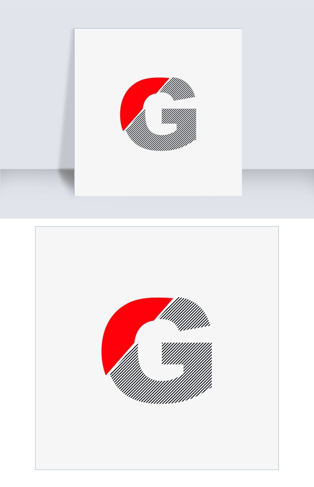 红与黑切割状条纹时尚字母g下载-编号26368496-其他外国艺术字设计-我