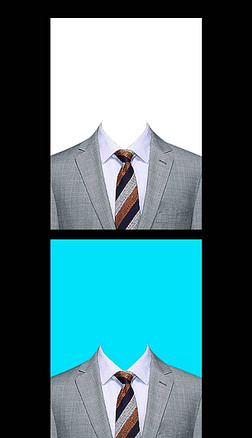 浅灰色正装证件照换装模板