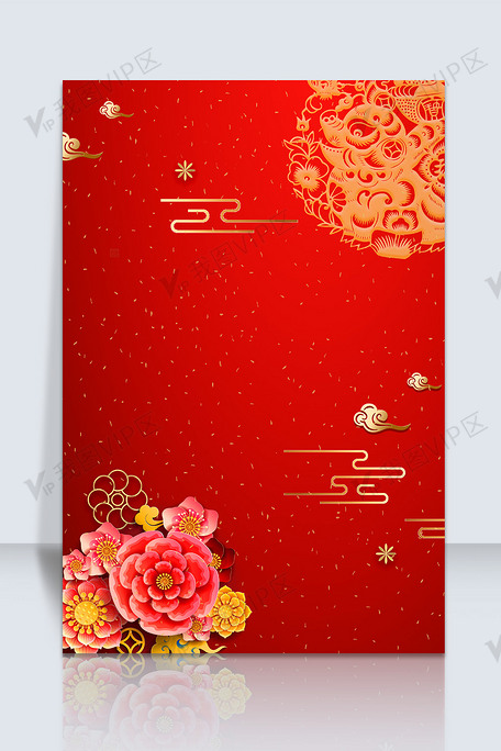 新年中国红喜庆吉祥背景素材