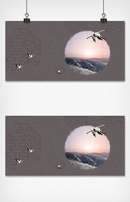 中国风雁归来贺年海报背景素材