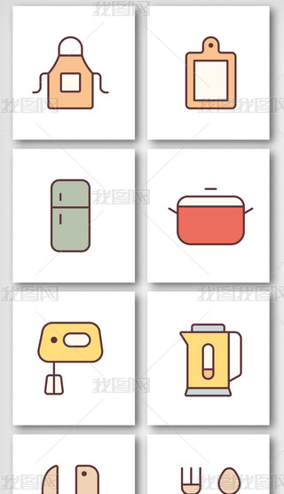 厨房用具卡通元素