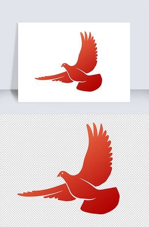 红色剪影和平鸽免抠元素党政素材