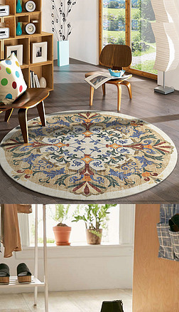 欧式古典地毯美式欧花客厅圆形地毯