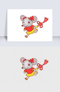 老鼠鼠年中国结手绘卡通元素