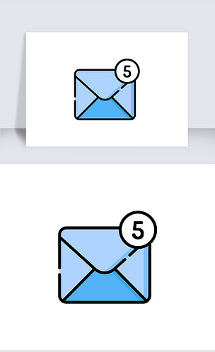 蓝色简约线性精致邮件未读消息矢量图标