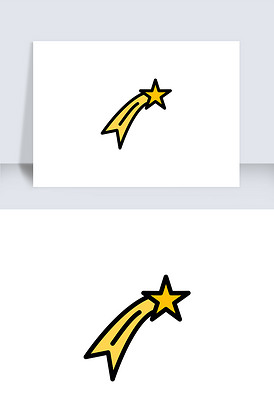 黄色线性简约五角星流星矢量icon