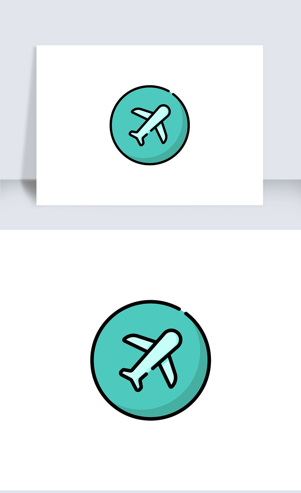 蓝色线性简约飞机网页ui矢量icon图标