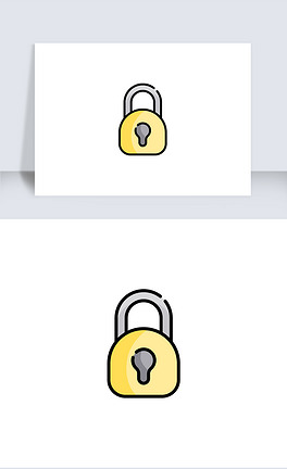 浅黄色线性简约精致上锁矢量icon图标