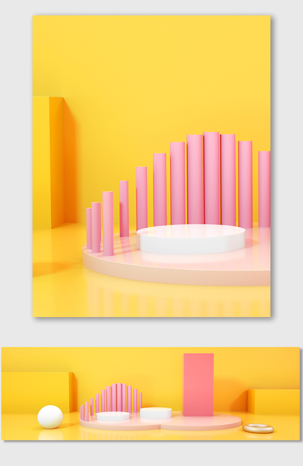 c4d背景几何立体风格炫酷时尚节日元素