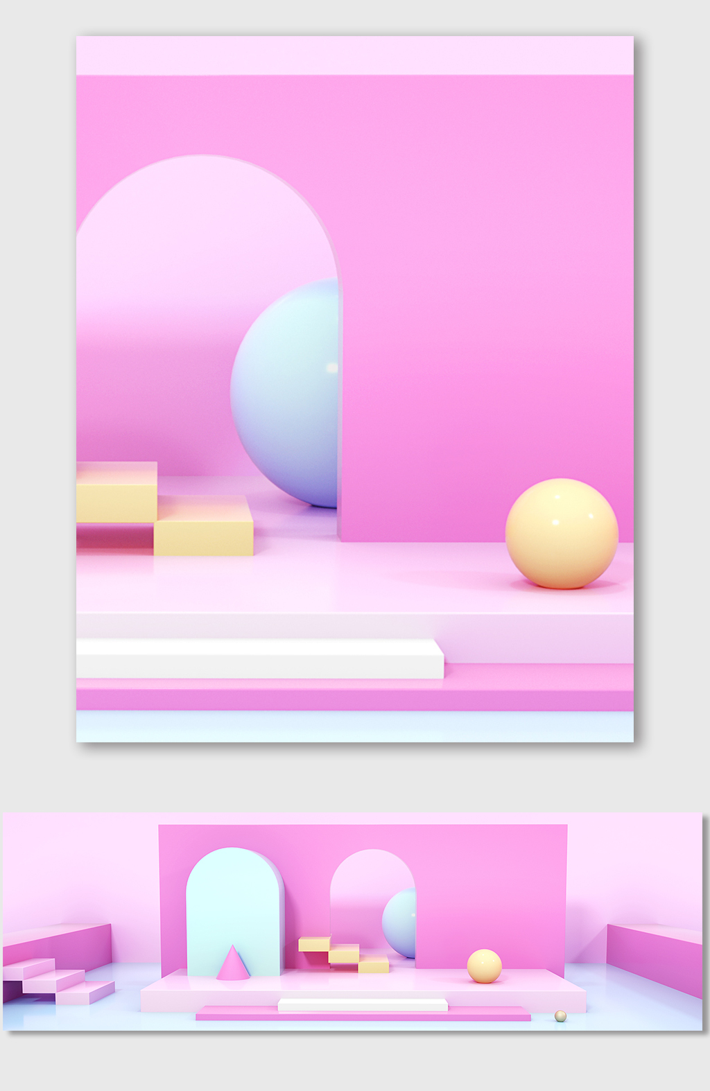 c4d背景几何立体风格炫酷时尚节日元素