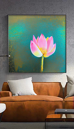 手绘油画抽象花卉治愈系客厅装饰画