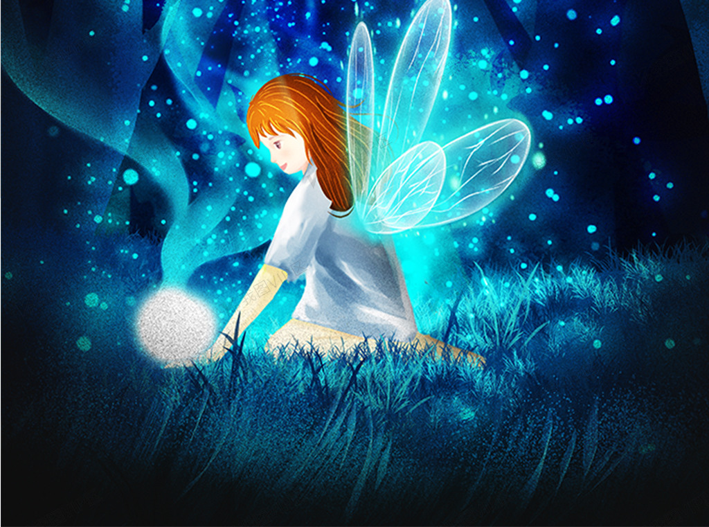 唯美萤灵之光魔法森林精灵插画