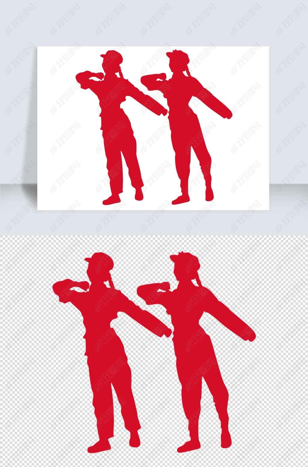 原创党建红色女战士八路军剪影