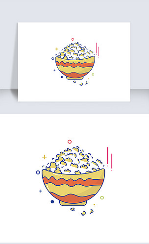 2019年卡通米饭手绘矢量图标