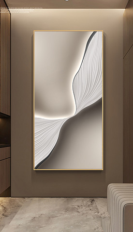 现代抽象立体线条光影客厅玄关装饰画2