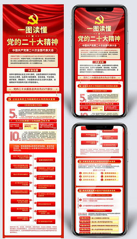 新媒体H5长图党的二十大宣传用图手机素材