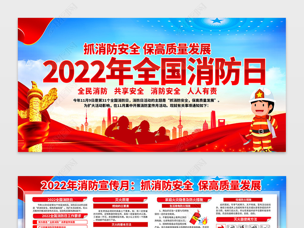 2022年119全国消防日展板海报