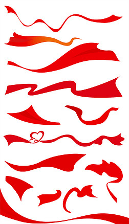 矢量红色丝带绸缎红飘带旗帜建党免抠素材图