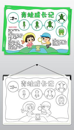 狗狗成长记手抄报|青蛙成长记手抄报动物成长小报模板