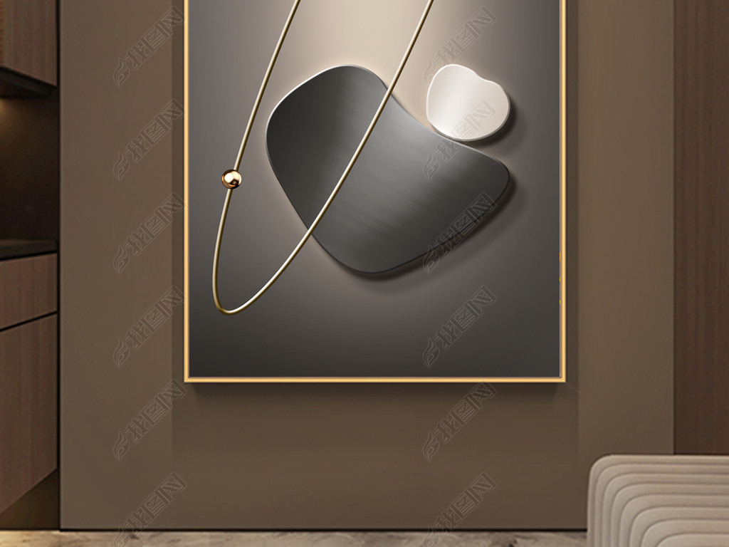 现代抽象立体几何光影艺术客厅玄关装饰画2