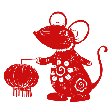 2020鼠年红色剪纸提灯笼老鼠gi.