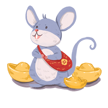 2020鼠年卡通老鼠金元宝gif元.